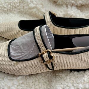 Sam Edelman Cream Woven Flats with Black Trim